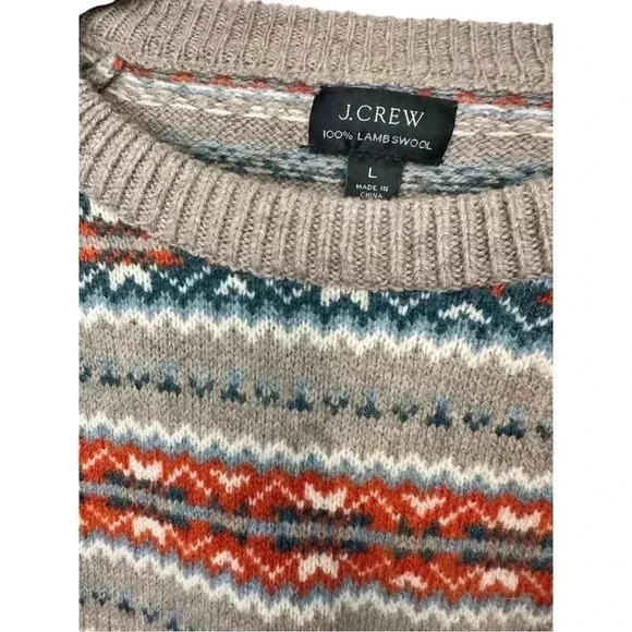 J. Crew Fair Isle 100% Lambswool Crewneck Fisherman Aesthetic Men's, size L - Picture 2 of 5